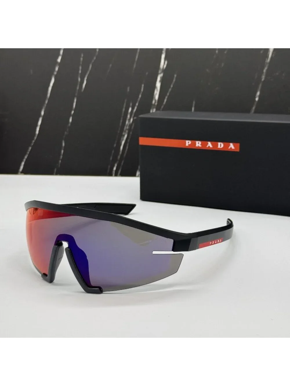 New Prada Linea Rossa PS03ZS 1BO10A Sport Unisex Sunglasses Purple Black